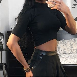 High-neck Black Crop Top